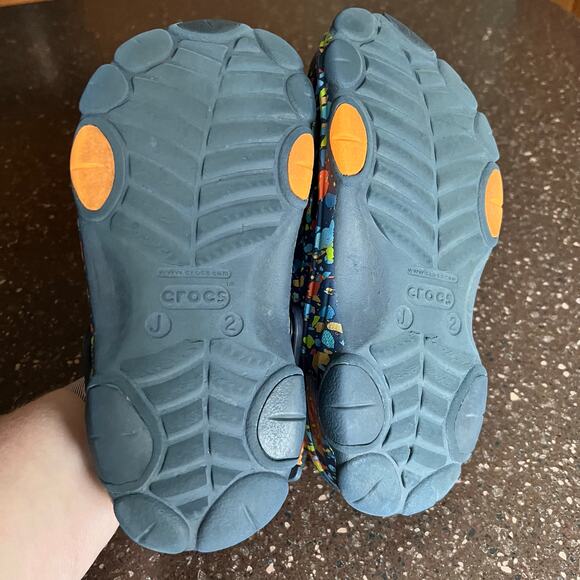Crocs Shoes Big Kids Classic All Terrain Terrazzo Slip On Clogs Blue Size J2 - Picture 4 of 7
